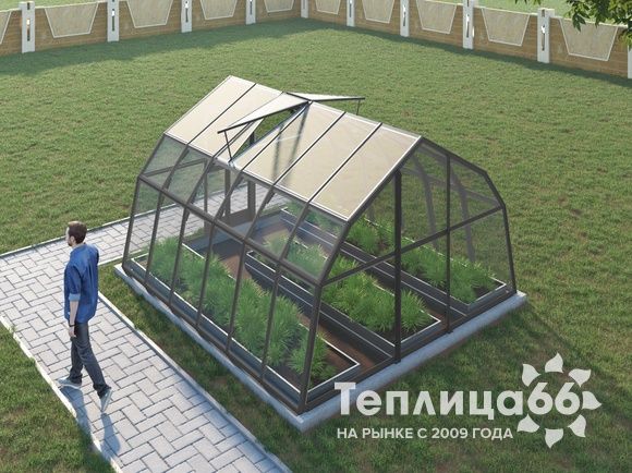 Теплица Рада Дунай под стекло, 3,5х4 метра, графитовая